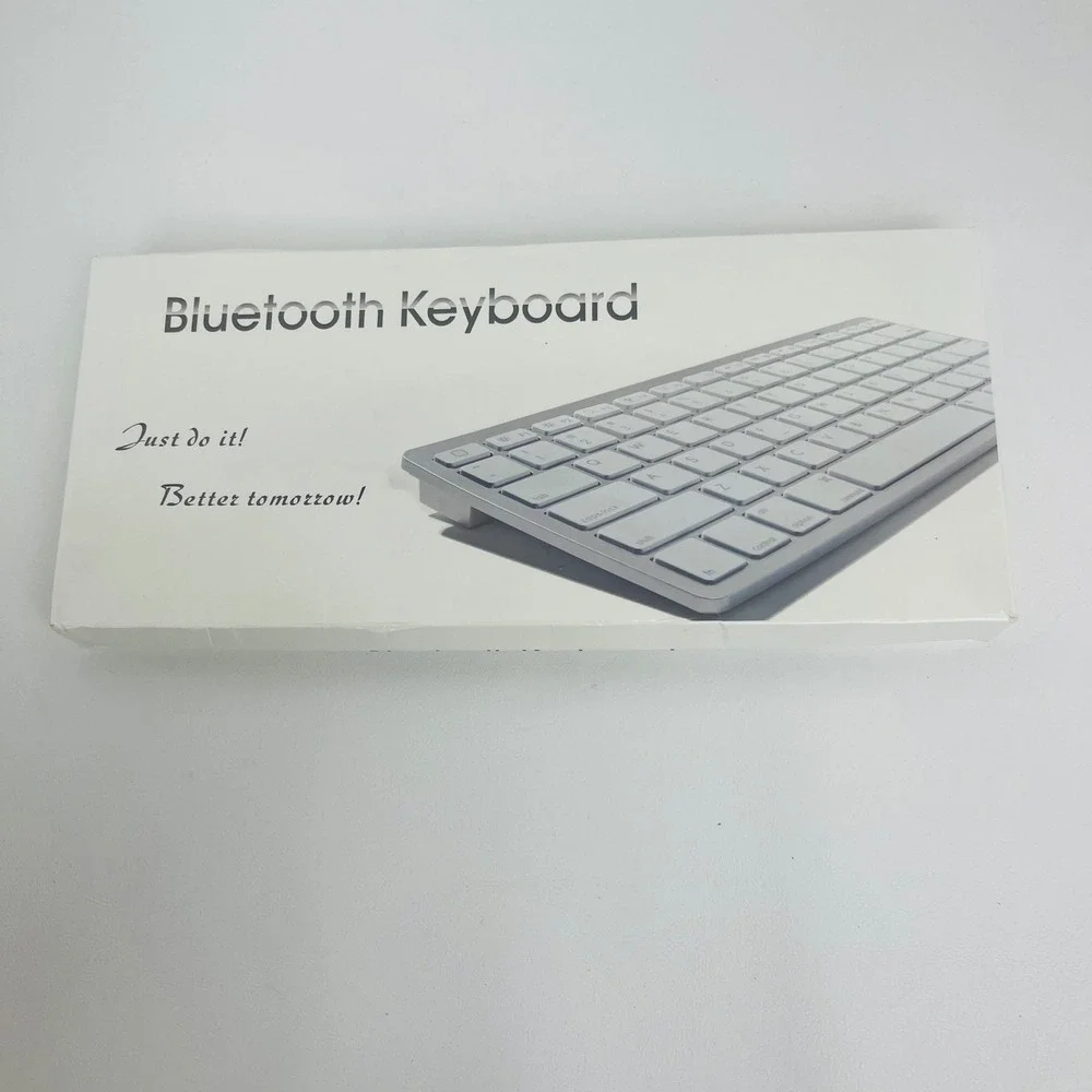 Unbranded Bluetooth Wireless Keyboard Silver White Slim Portable Universal